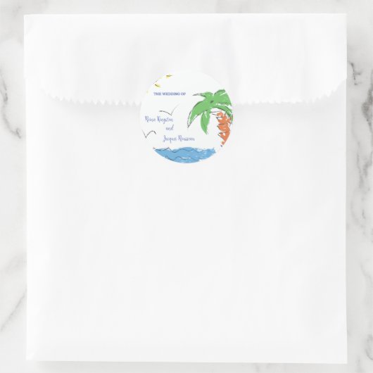 Sticker Rond Trésor personnalisé plage avec palmier (Sac)