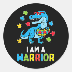 Sticker Rond Trex Dino Je Suis Un Guerrier Toddler Garçons Auti