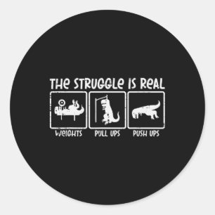 Sticker Rond Trex Dino Struggle Est Véritable Poids Gym Entraîn