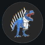 Sticker Rond Trex Dinosaur Menorah Hanoukka Chanukah Jewish Boy<br><div class="desc">Trex,  Dinosaure,  Menorah,  Hanoukka,  Chanoukah,  Juif,  Garçons,  Enfants_1</div>