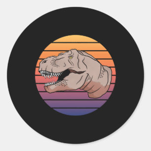 Sticker Rond TRex Tyrannosaurus Rex Dinosaur Retro Vintage