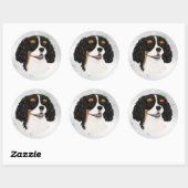 Sticker Rond Tri-Coloré Cavalier King Charles Spaniel (Feuille)