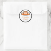Sticker Rond Tri-Monogramme Orange Stickers/Sceau de mariage mo (Sac)