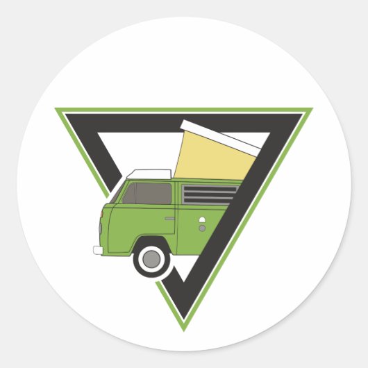 Sticker Rond triangle classique camper vert camper van (Devant)