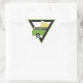 Sticker Rond triangle classique camper vert camper van (Sac)