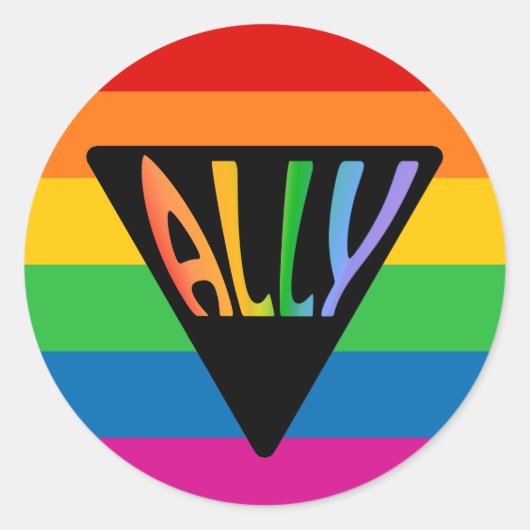 Sticker Rond Triangle Gay Ally (Devant)