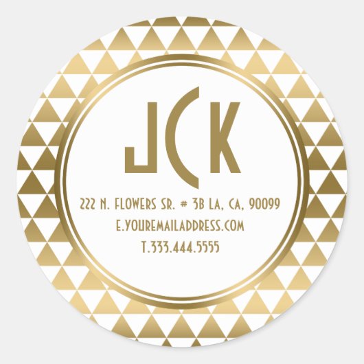 Sticker Rond Triangles géométriques blanc et or moderne Motif (Devant)