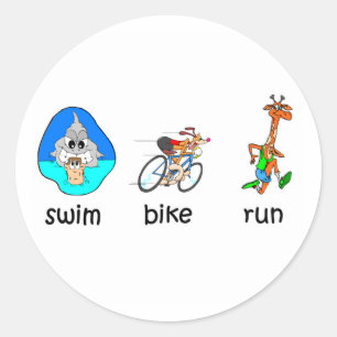 Sticker Rond Triathlon drôle