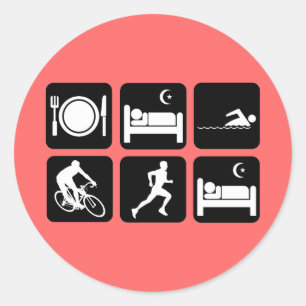 Sticker Rond Triathlon drôle