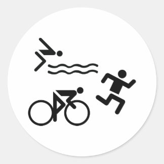 Sticker Rond Triatholon - course à vélo nage