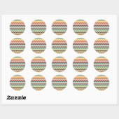Sticker Rond Tribal coloré Aztec Chevron ZigZag rayures (Feuille)