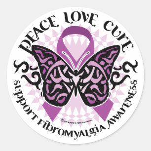 Sticker Rond Tribal de papillon de fibromyalgie