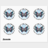Sticker Rond Tribal de papillon de transsexuel (Feuille)