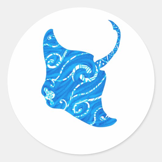 Sticker Rond Tribal Manta Ray (Devant)