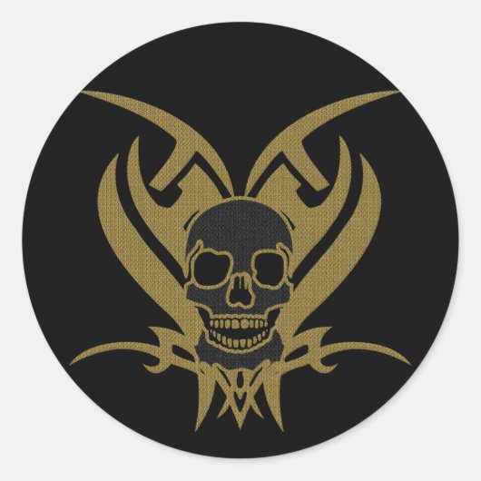 STICKER ROND TRIBAL SKULL (Devant)