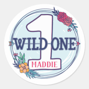 Sticker Rond Tribal Wild One Personnalisé Premier Anniversaire