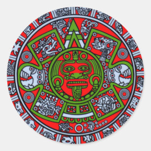 Sticker Rond Tribe autochtone Mexique Aztec Sun Dial Hispanic L