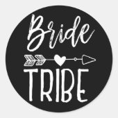 Sticker Rond Tribe de mariée | Nom personnalisé Mariage noir (Devant)