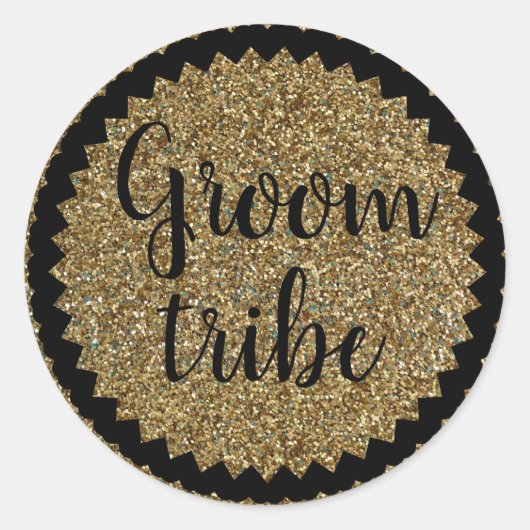 Sticker Rond Tribe Groom Gold GlitterSticker rond classique (Devant)