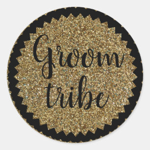 Sticker Rond Tribe Groom Gold GlitterSticker rond classique