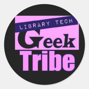 Sticker Rond Tribu de geek de technologie de bibliothèque