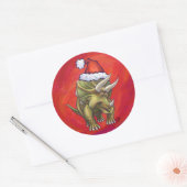 Sticker Rond Tricératops Noël En Rouge (Enveloppe)