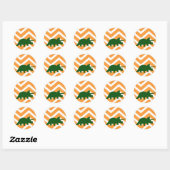 Sticker Rond Tricératops sur chevron de zigzag - Jaune (Feuille)