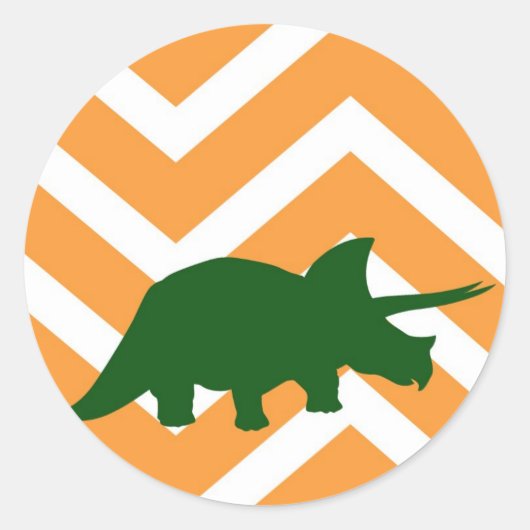 Sticker Rond Tricératops sur chevron de zigzag - Jaune (Devant)