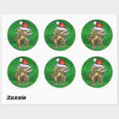 Sticker Rond Tricératops vert Noël (Feuille)