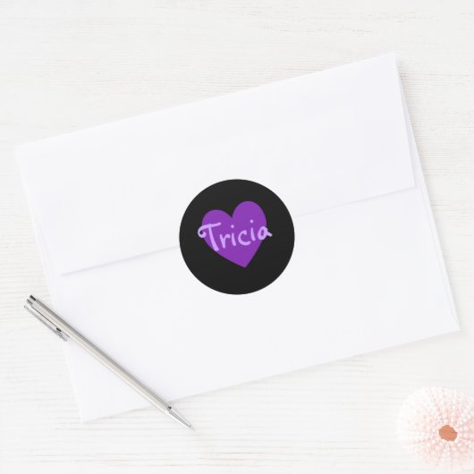 Sticker Rond Tricia en violet (Enveloppe)