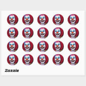 Sticker Rond Trick clown effrayant ou traitement Halloween (Feuille)