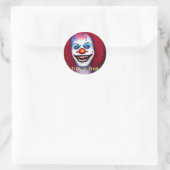 Sticker Rond Trick clown effrayant ou traitement Halloween (Sac)