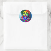 Sticker Rond Trick clown effrayant ou traitement Halloween (Sac)