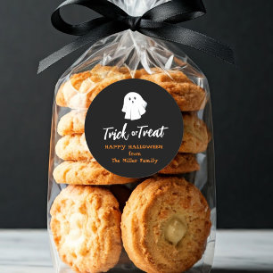 Sticker Rond Trick fantôme mignon ou traiter noir