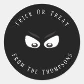 Sticker Rond Trick Halloween ou traiter Ghost Éffrayant Cute Fa (Devant)