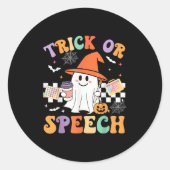 Sticker Rond Trick Or Speech Halloween Slp Retro Speech Therapy (Devant)