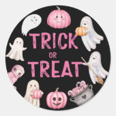 Sticker Rond Trick Or Three Halloween Ghost 3rd Birthday Party (Devant)