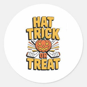 Sticker Rond Trick Or Treat Citrouille Halloween Hockey sur gla