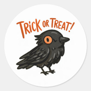 Sticker Rond Trick or Treat ! - Corbeau 2