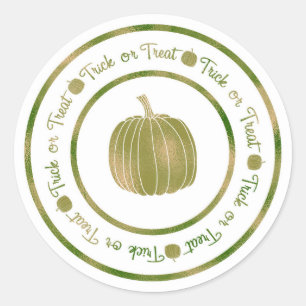 Sticker Rond Trick or Treat & Pumpkin Green Glam Halloween