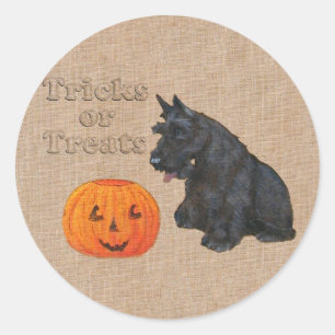 Sticker Rond Trick or Treat Scottie Chien