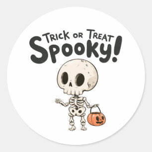 Sticker Rond Trick or Treat ! - Squelette 2