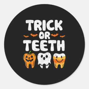Sticker Rond Trick Ou Dents Halloween Dentiste Dentaire Hommes