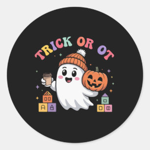 Sticker Rond Trick Ou Ot Éffrayant Ghost Hall D'Ergothérapie