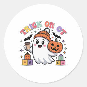 Sticker Rond Trick Ou Ot Éffrayant Ghost Hall D'Ergothérapie