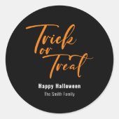 Sticker Rond Trick ou traitement Halloween Favoriser le traitem (Devant)