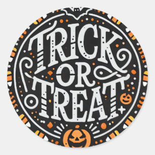 Sticker Rond Trick ou traitement minimal d'Halloween