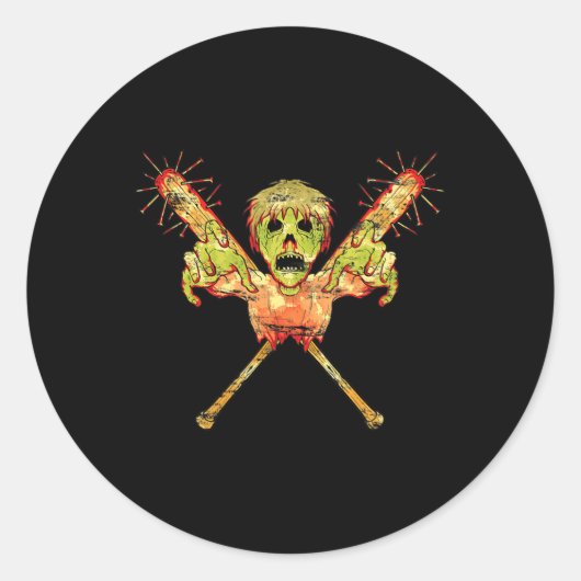Sticker Rond Trick Ou Traiter Cadeau Zombie Scandale Halloween (Devant)