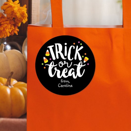 Sticker Rond Trick ou traiter Halloween Candy Corn Cute Favoris