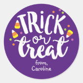 Sticker Rond Trick ou traiter Halloween Candy mignonne pourpre  (Devant)